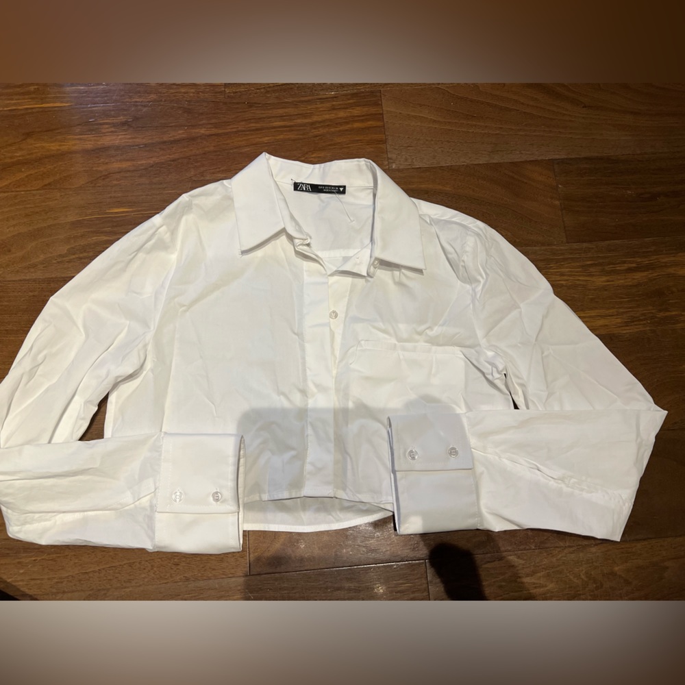 Zara buttoned down shirt crop top